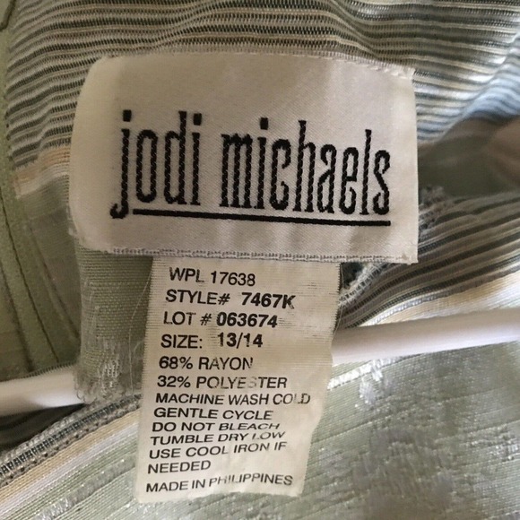 Jodi Michaels Dress Sz13/14 Rayon Poly Straps Fitted Soft Stripes Pre-Owned - Picture 3 of 9